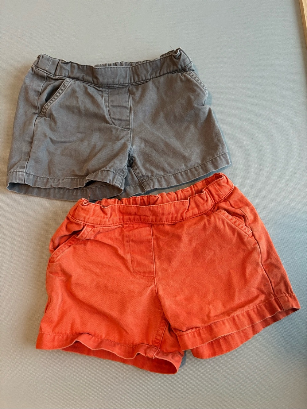 Bundle of 2 Primary Chino Shorts Orange and Grey Size 3